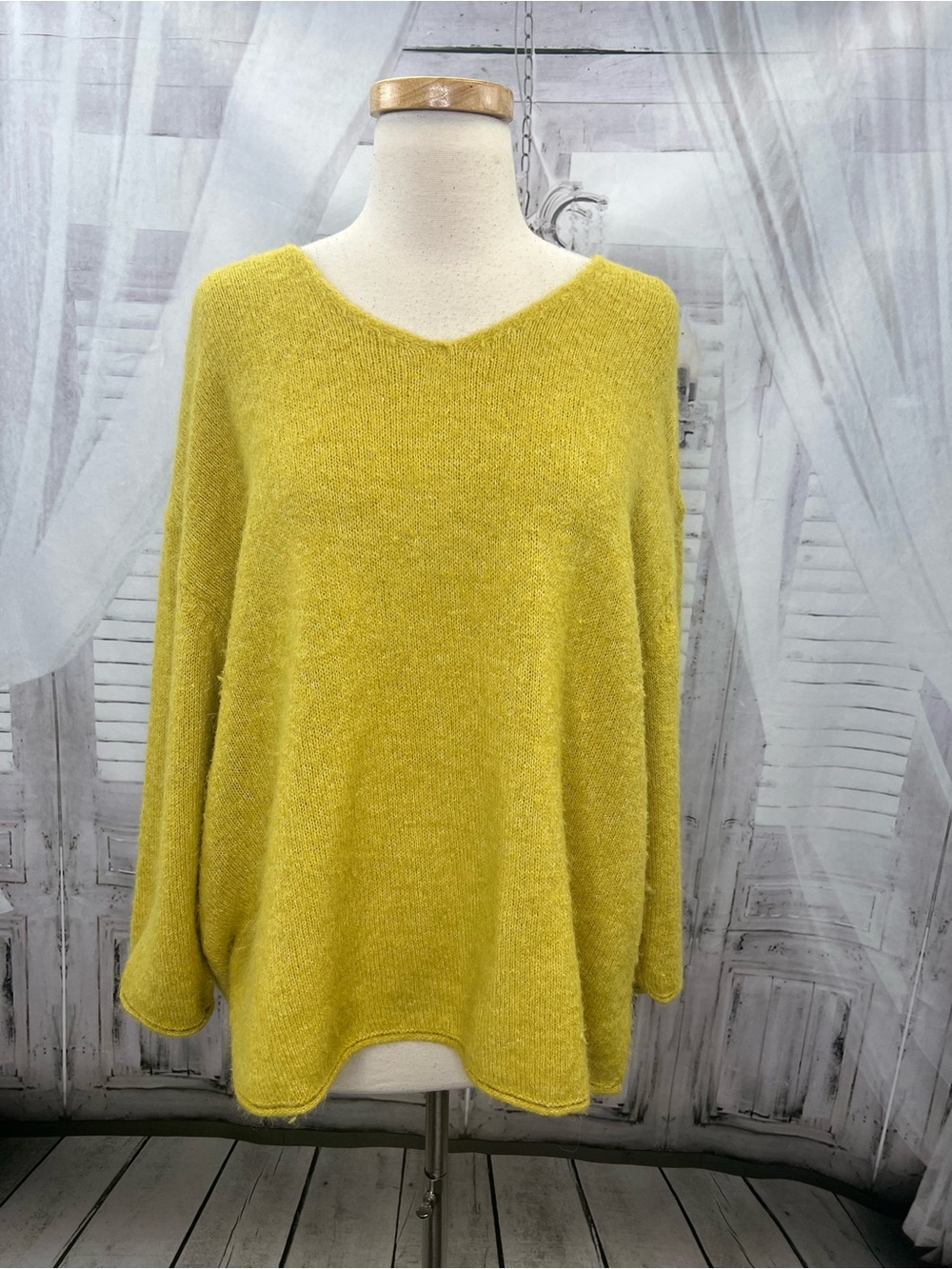 GUDRUN SJODEN Yellow Ochre Alpaca Blend Fluffy Soft Sweater Women’s Size L
